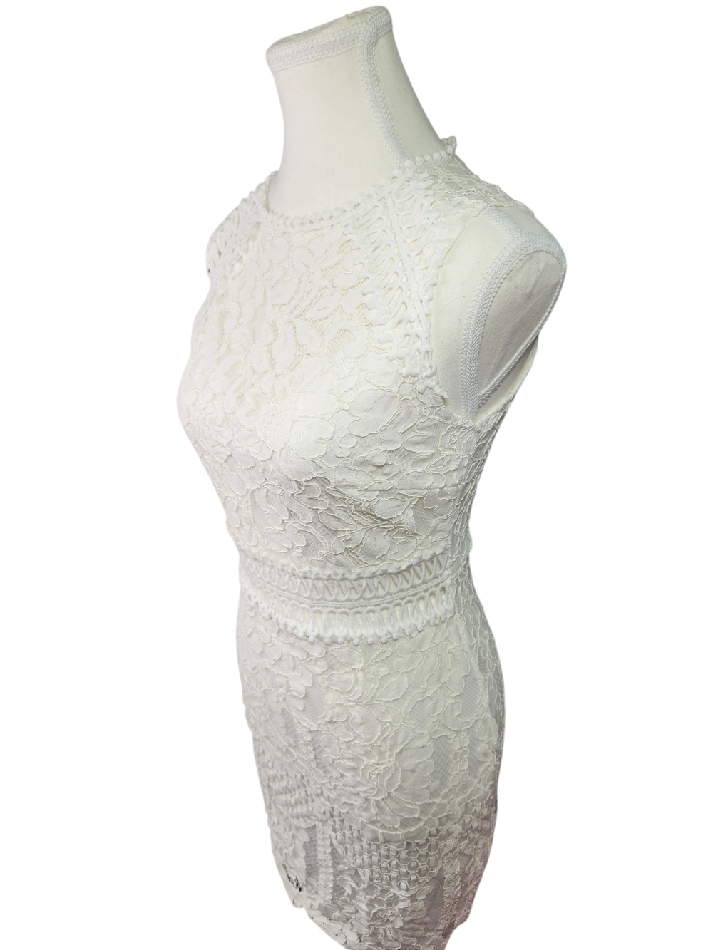Fashion Nova White Lace Crochet Sheath Dress Small Bridal Shower Boho Mini Fairy - Picture 3 of 14